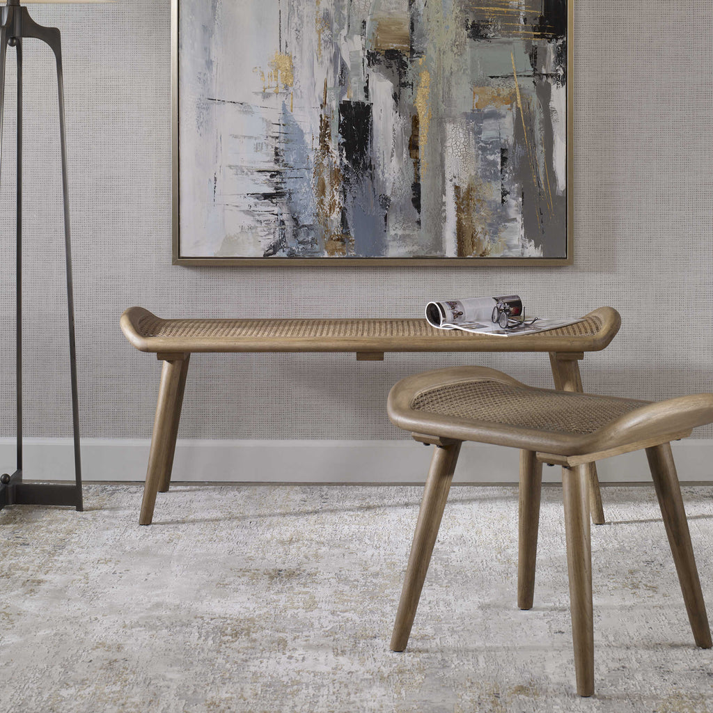 Arne Woven Rattan Bench - Bombay Mercantile