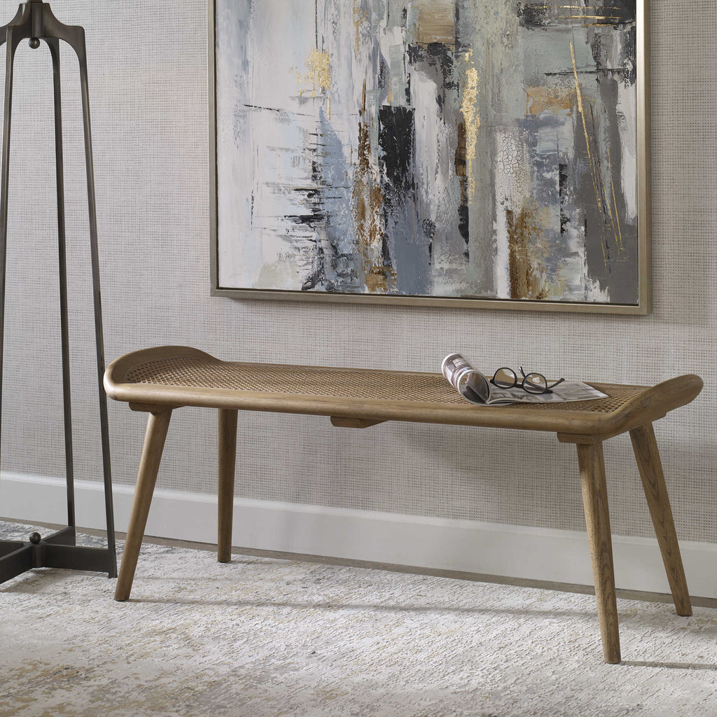 Arne Woven Rattan Bench - Bombay Mercantile