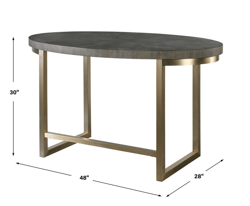 Taja Walnut Oval Desk - Bombay Mercantile