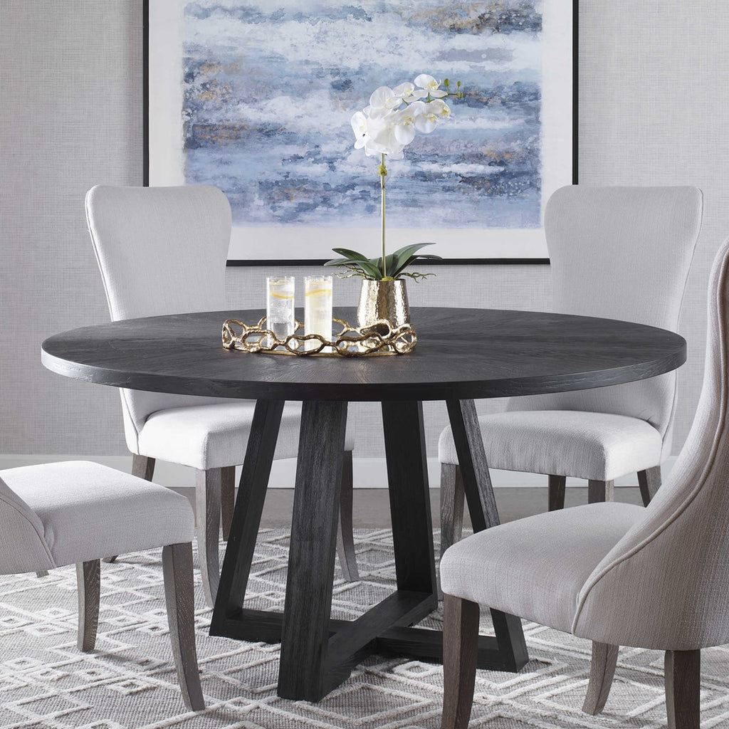 Gidran Round Black Dining Table - Bombay Mercantile