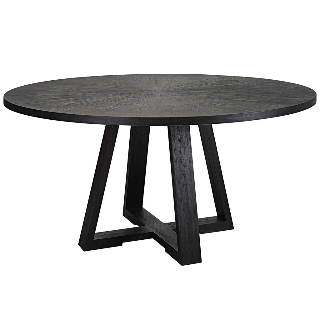 Gidran Round Black Dining Table - Bombay Mercantile