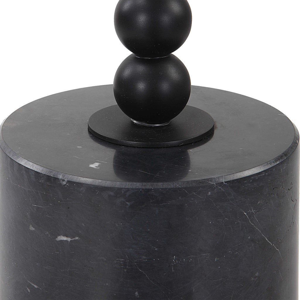 Bead Black Marble Drink Table - Bombay Mercantile