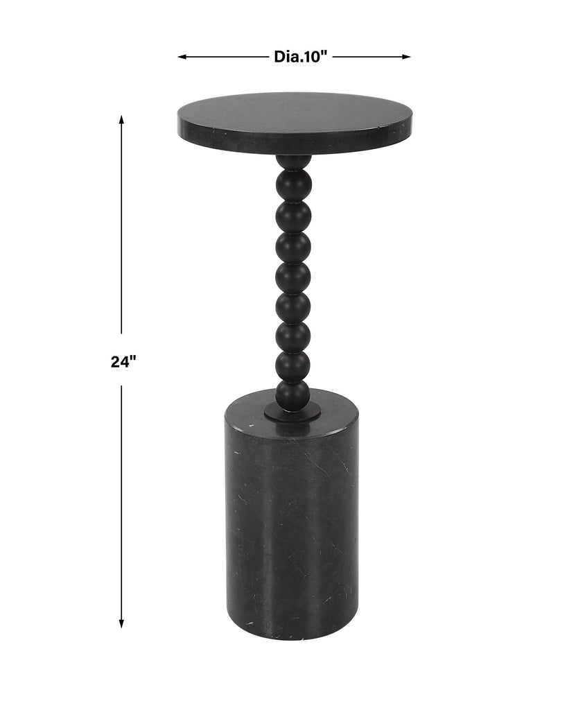 Bead Black Marble Drink Table - Bombay Mercantile