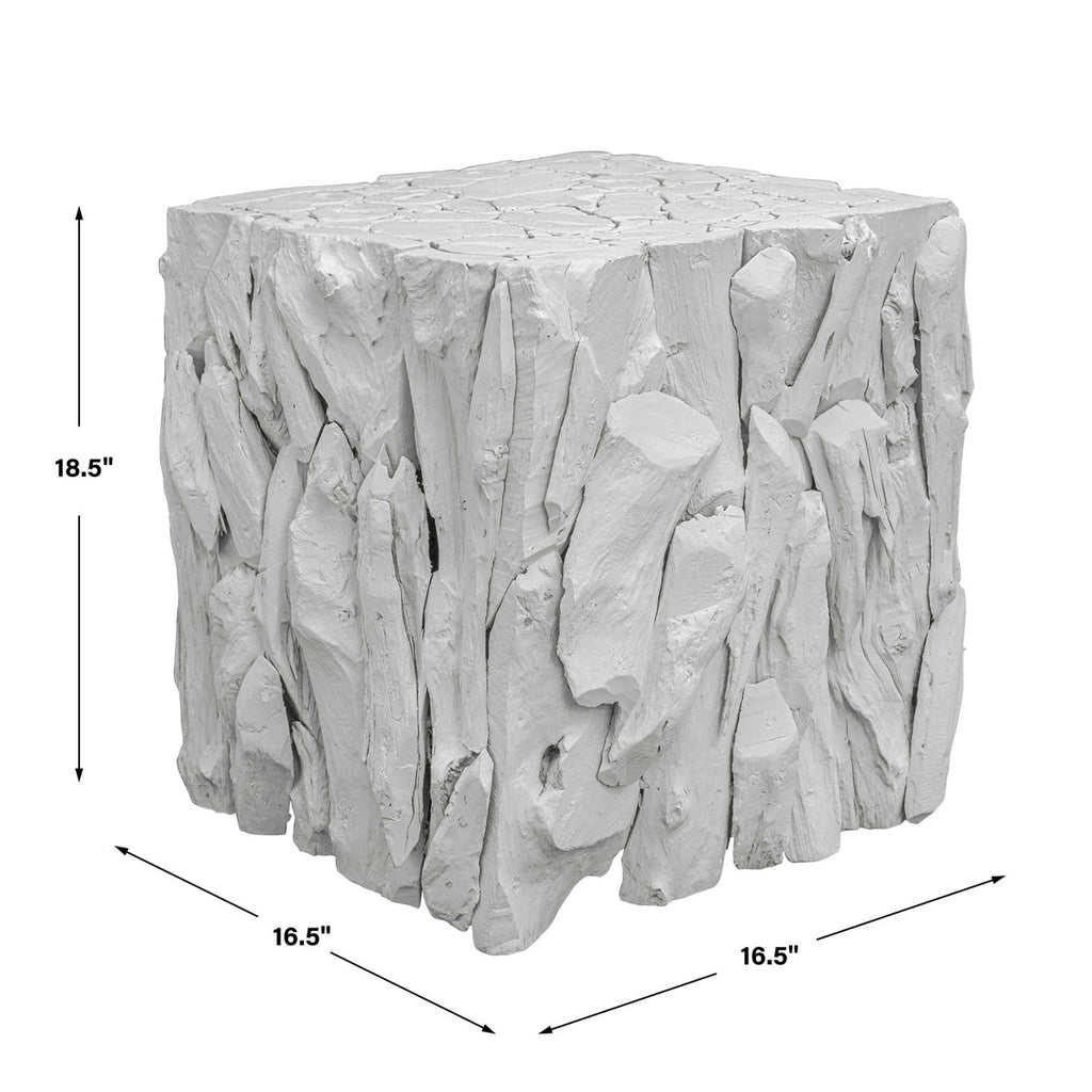Teak Root White Bunching Cube - Bombay Mercantile