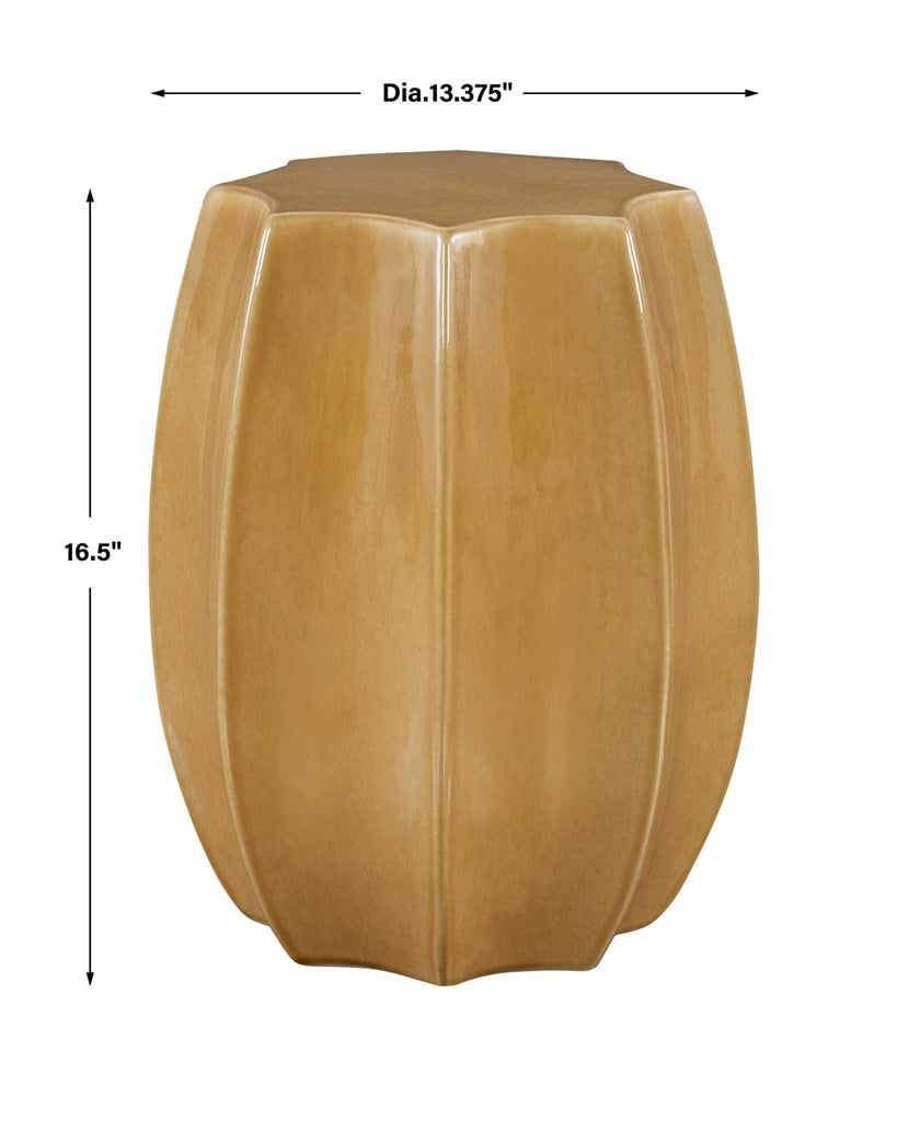 Sunrise Amber Gloss Scalloped Garden Stool - Bombay Mercantile