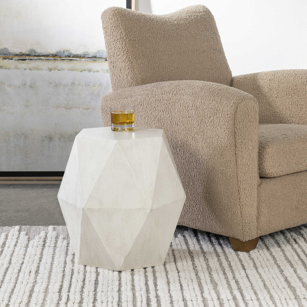 Volker White Geometric Accent Table - Bombay Mercantile