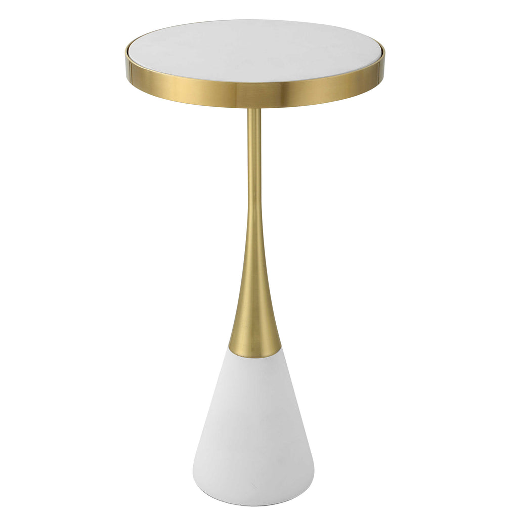 Apex White Concrete Accent Table - Bombay Mercantile