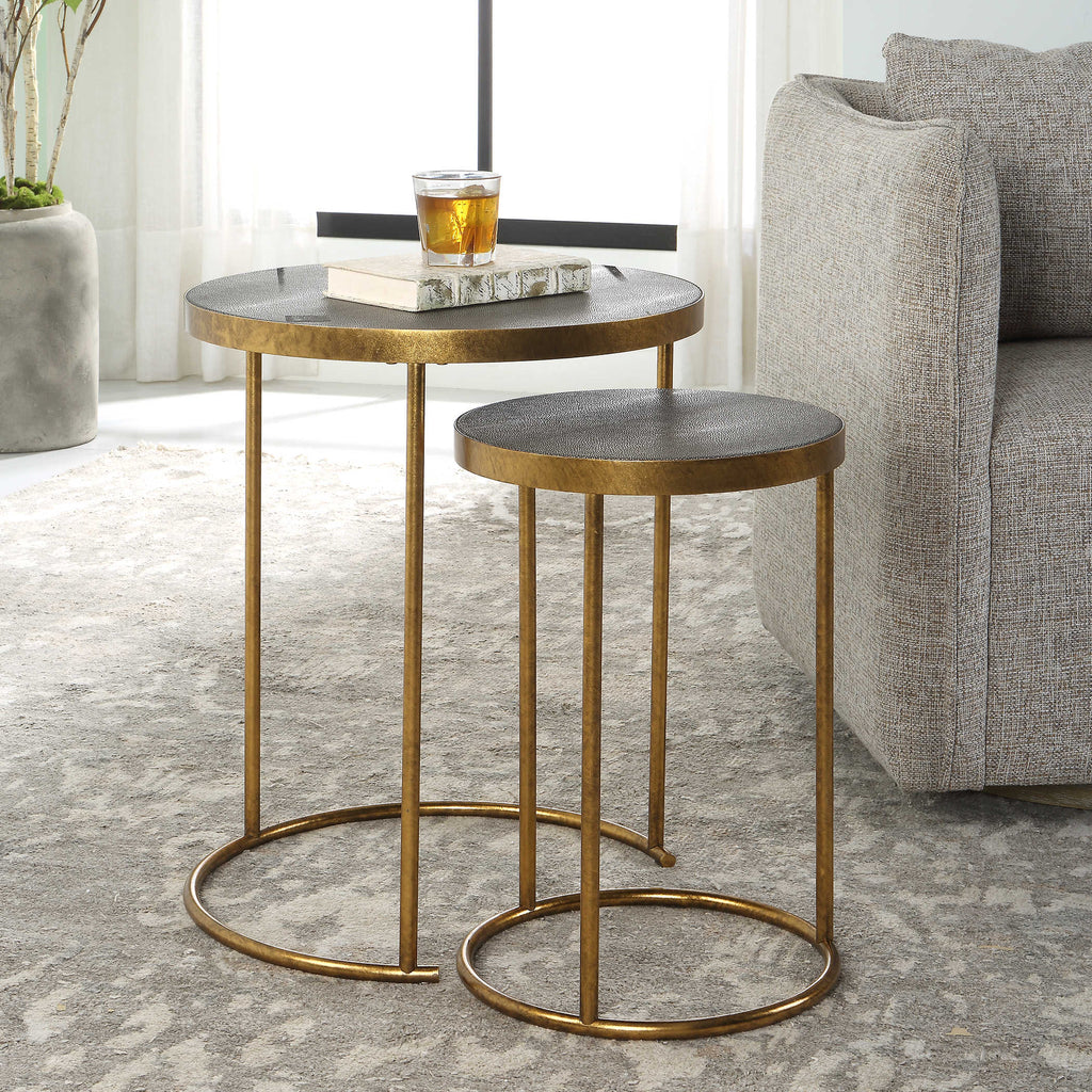 Aragon Brass Nesting Tables, Set of 2 - Bombay Mercantile