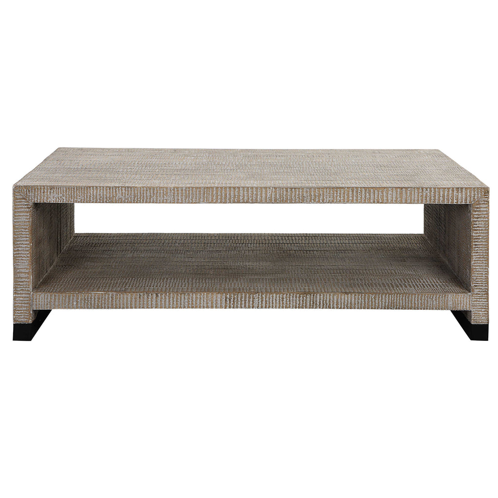 Bosk White Washed Coffee Table - Bombay Mercantile