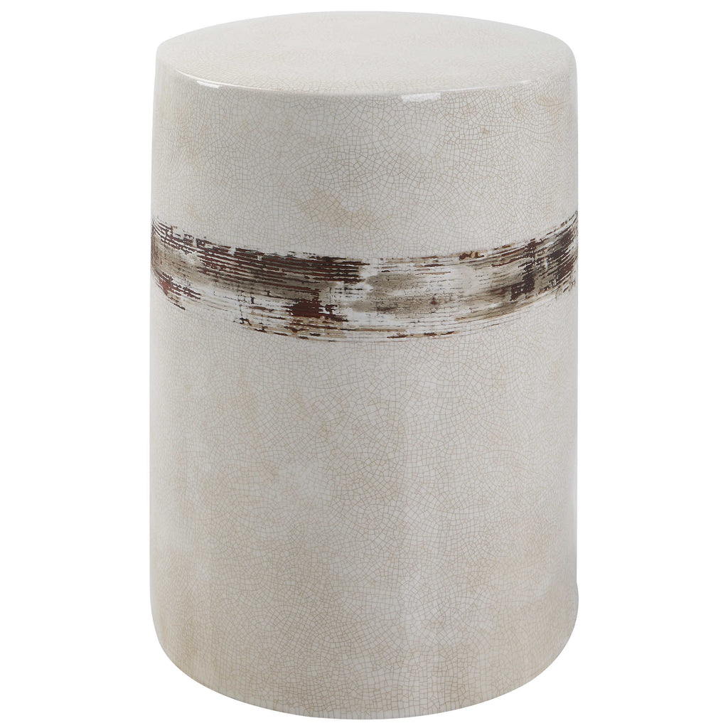 Comanche White Ceramic Garden Stool - Bombay Mercantile