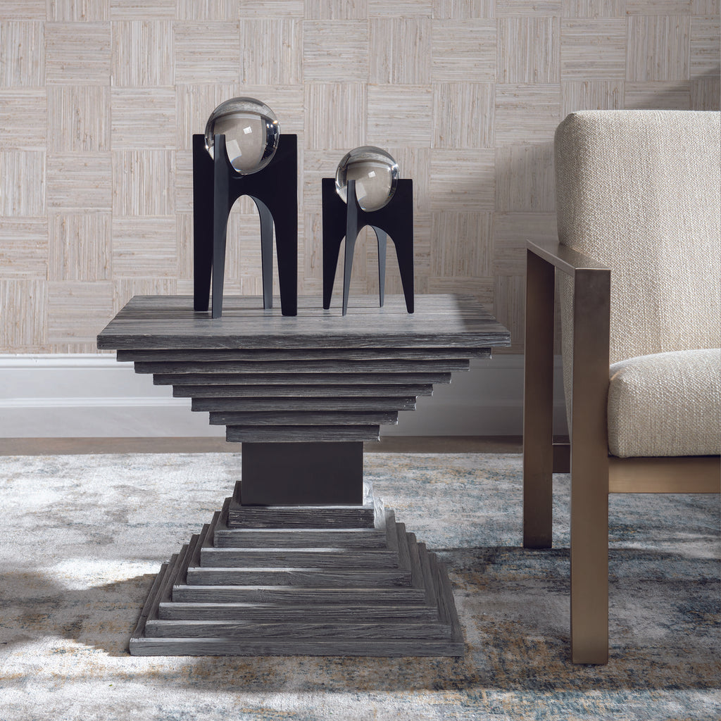 Andes Wooden Geometric Accent Table - Bombay Mercantile