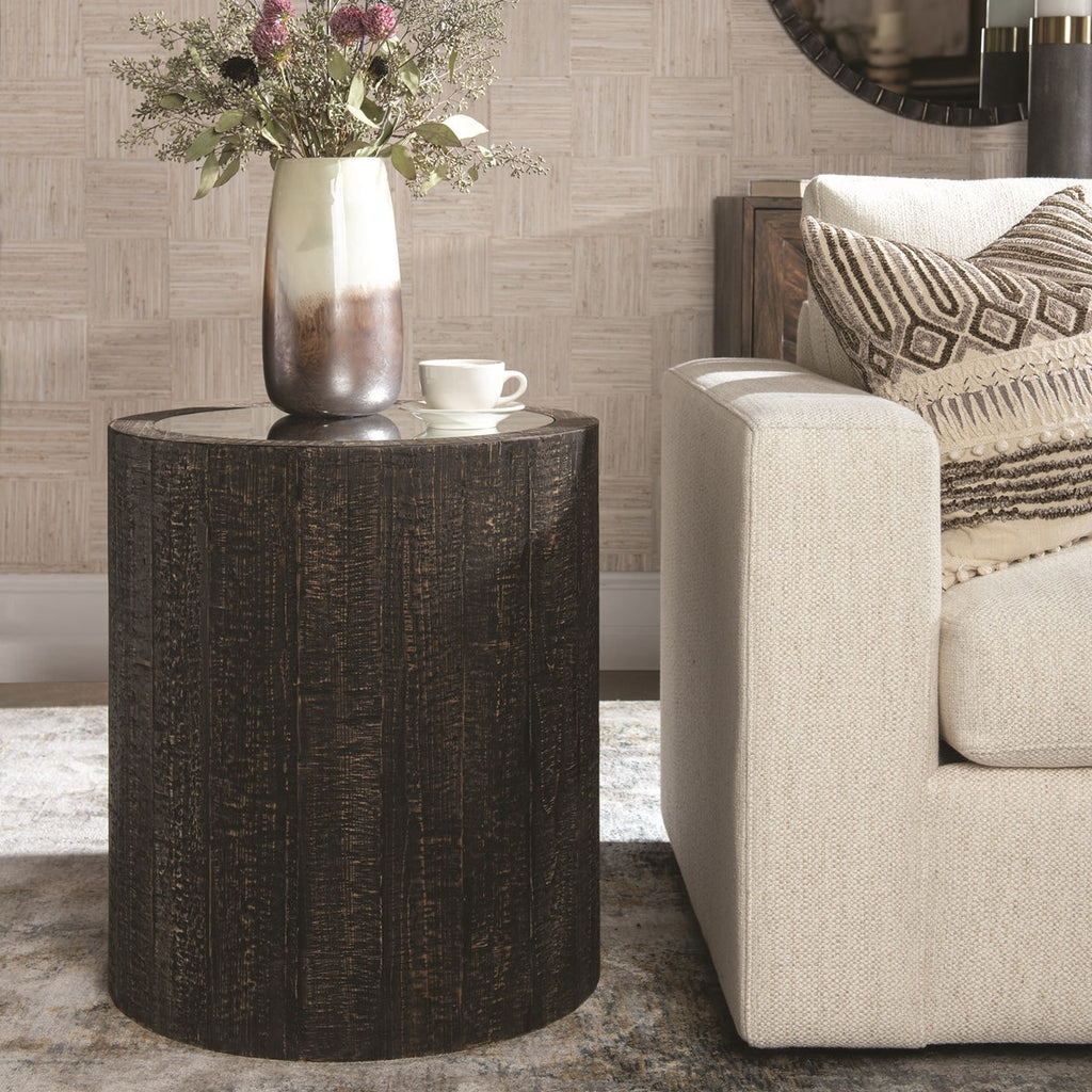 Sequoia Mirrored Drum Table - Bombay Mercantile