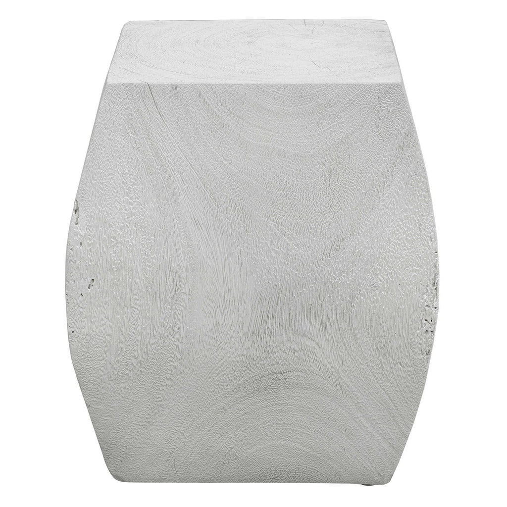 Grove Ivory Wooden Accent Stool - Bombay Mercantile