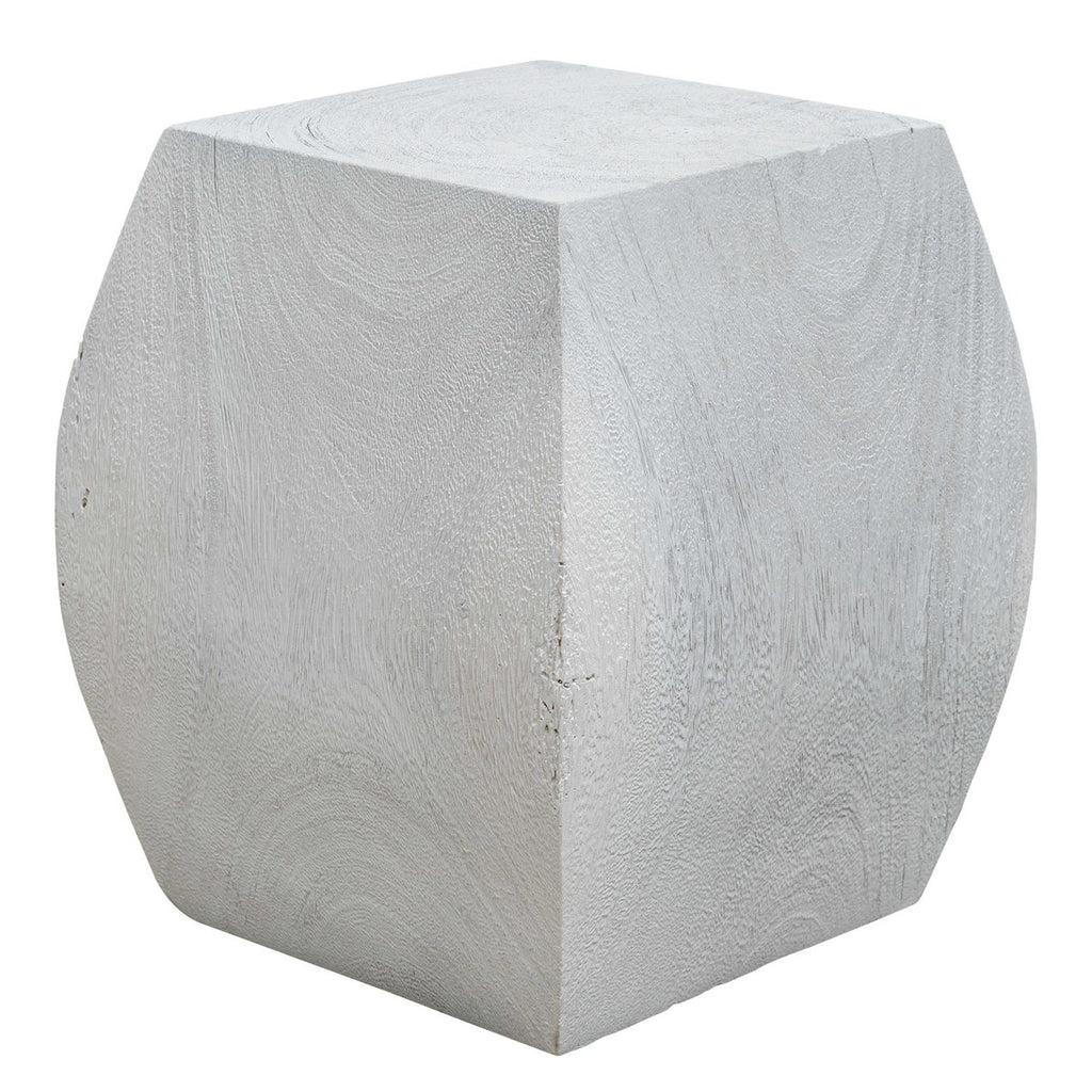 Grove Ivory Wooden Accent Stool - Bombay Mercantile
