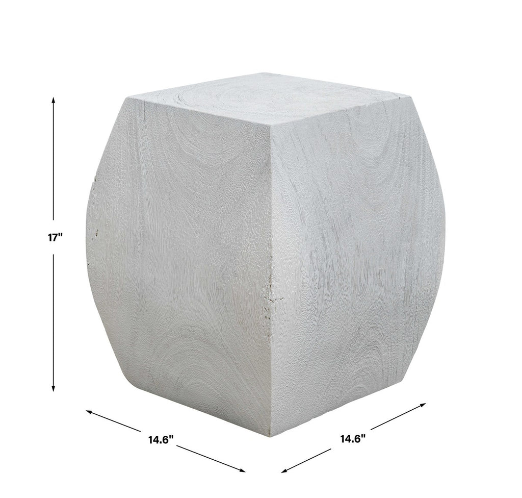 Grove Ivory Wooden Accent Stool - Bombay Mercantile