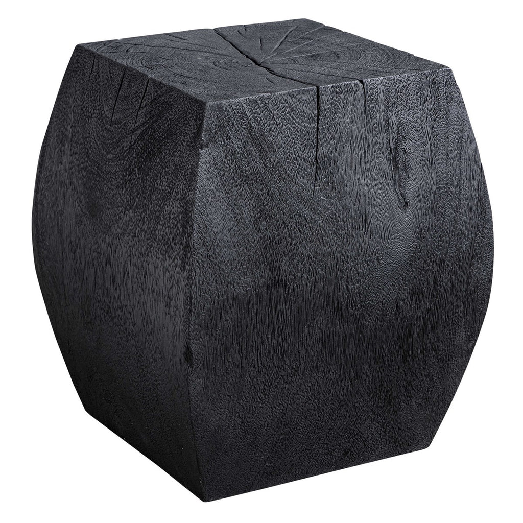 Grove Black Wooden Accent Stool - Bombay Mercantile