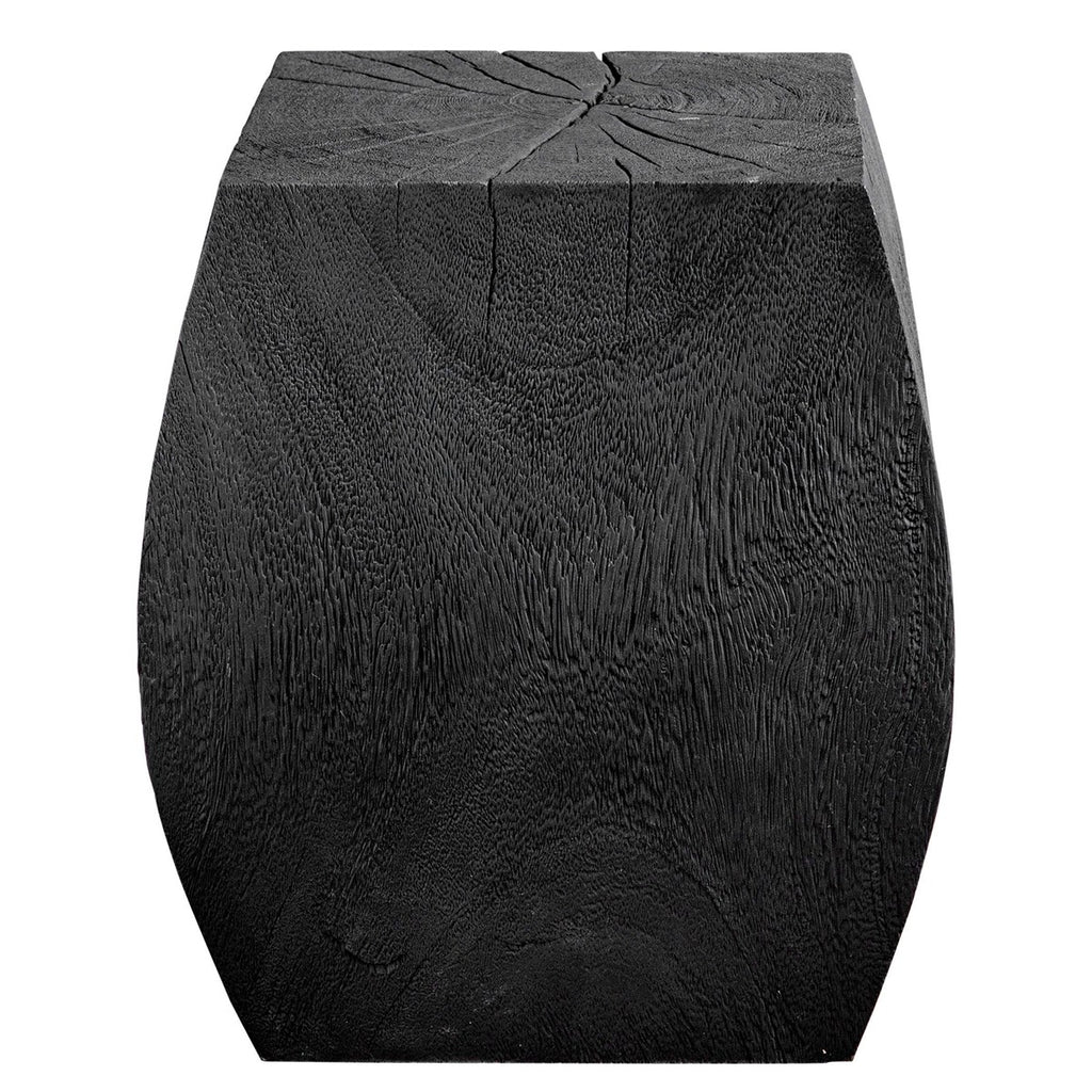 Grove Black Wooden Accent Stool - Bombay Mercantile