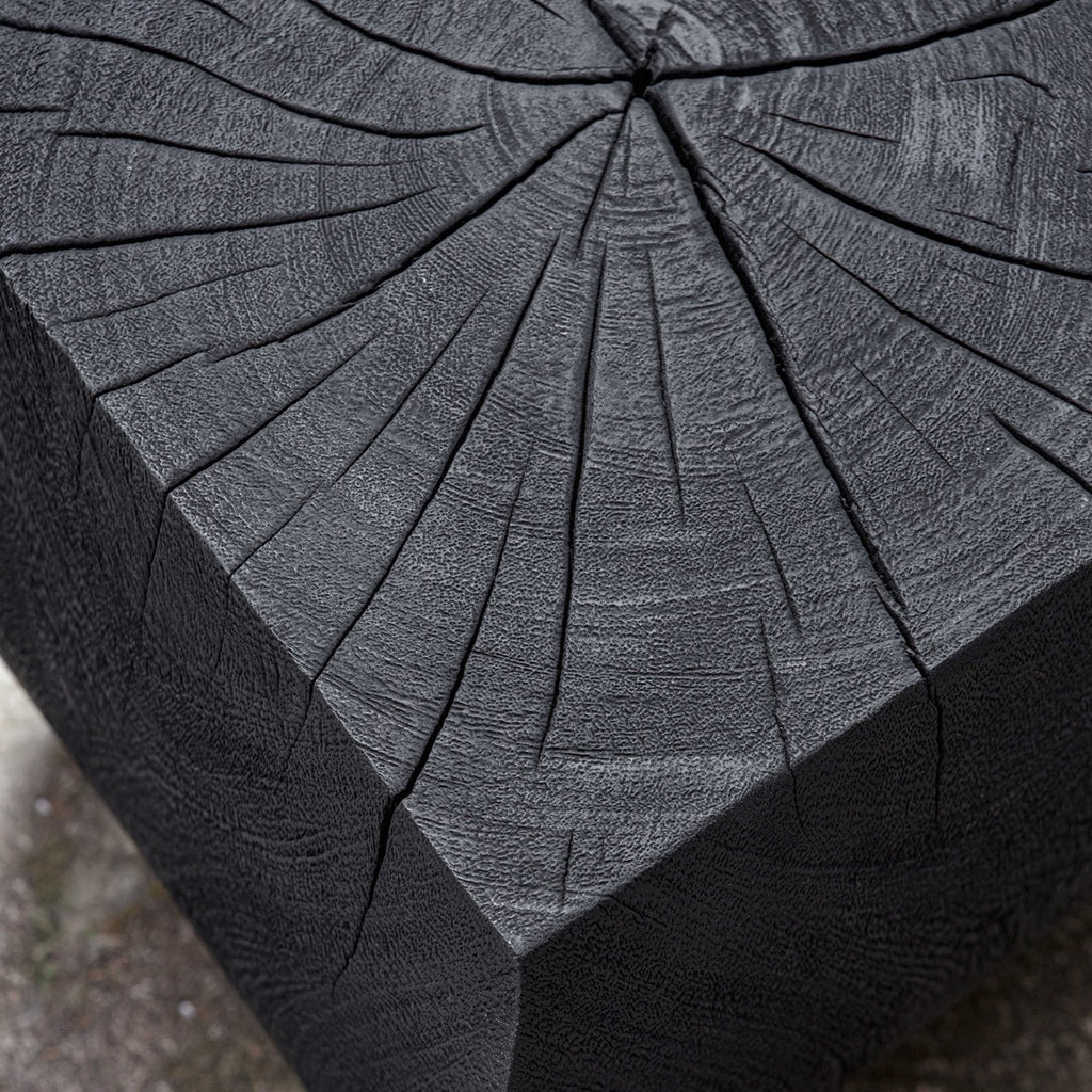 Grove Black Wooden Accent Stool - Bombay Mercantile
