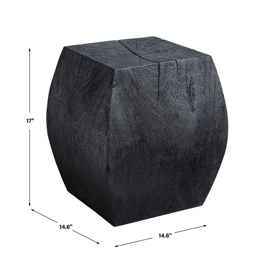 Grove Black Wooden Accent Stool - Bombay Mercantile