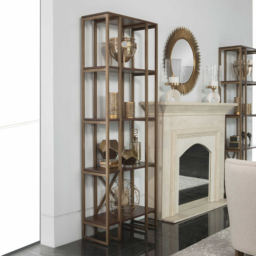 Karishma Antique Gold Etagere - Bombay Mercantile
