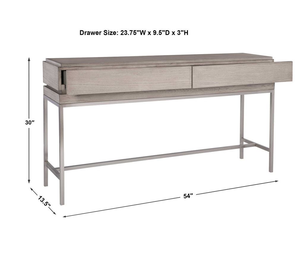 Kamala Gray Oak Console Table - Bombay Mercantile