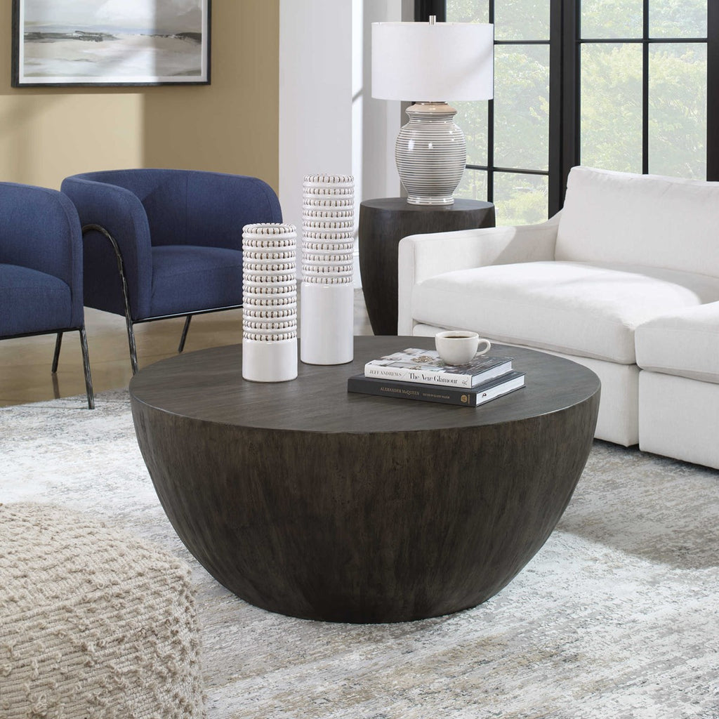 Lark Round Wood Coffee Table - Bombay Mercantile