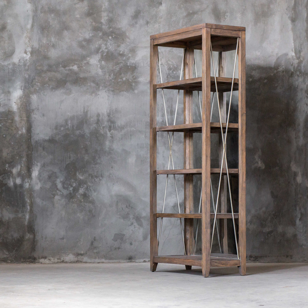 Delancey Weathered Oak Etagere - Bombay Mercantile