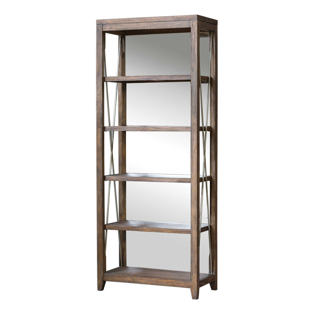 Delancey Weathered Oak Etagere - Bombay Mercantile