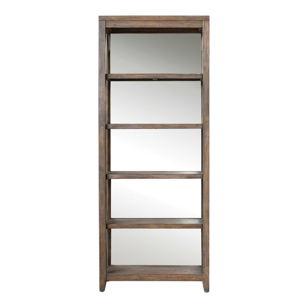 Delancey Weathered Oak Etagere - Bombay Mercantile