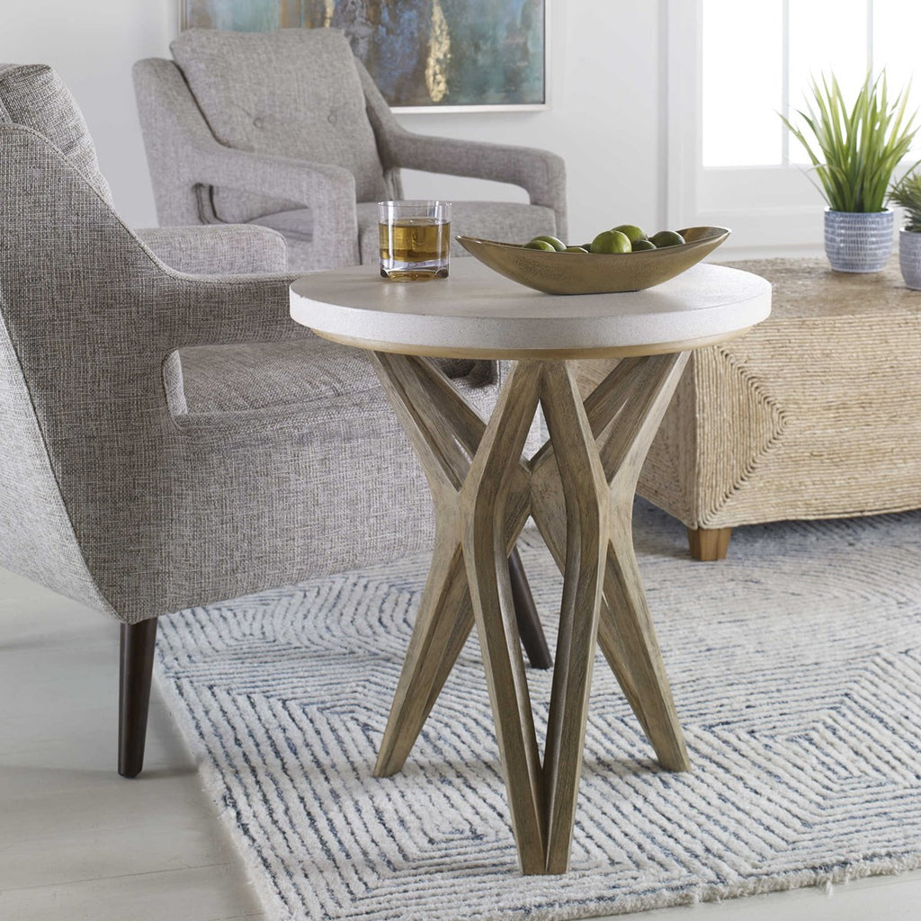 Marnie Limestone Side Table - Bombay Mercantile