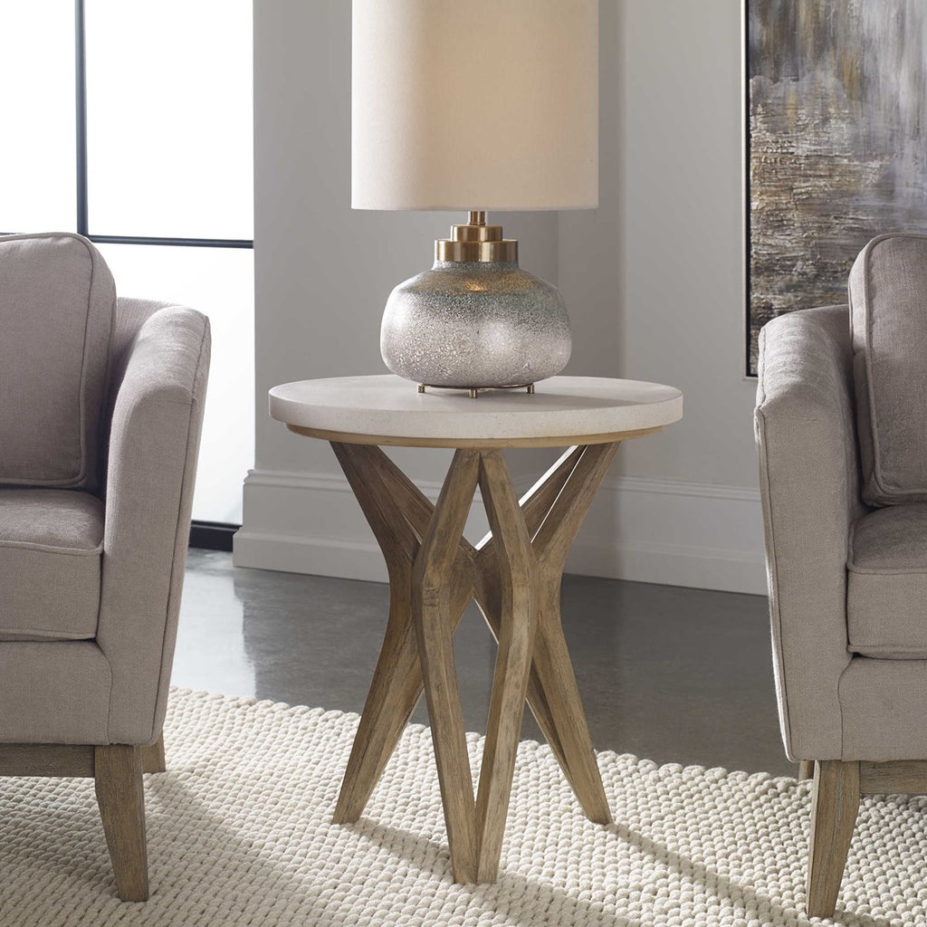 Marnie Limestone Side Table - Bombay Mercantile