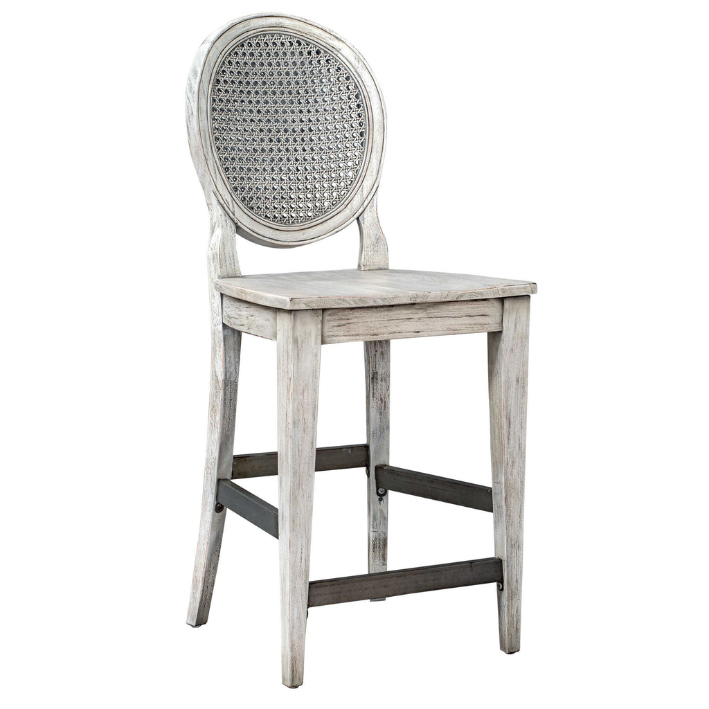 Clarion Aged White Counter Stool - Bombay Mercantile