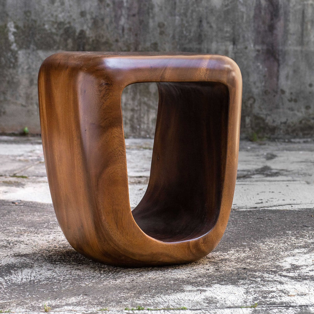 Loophole Wooden Accent Stool - Bombay Mercantile