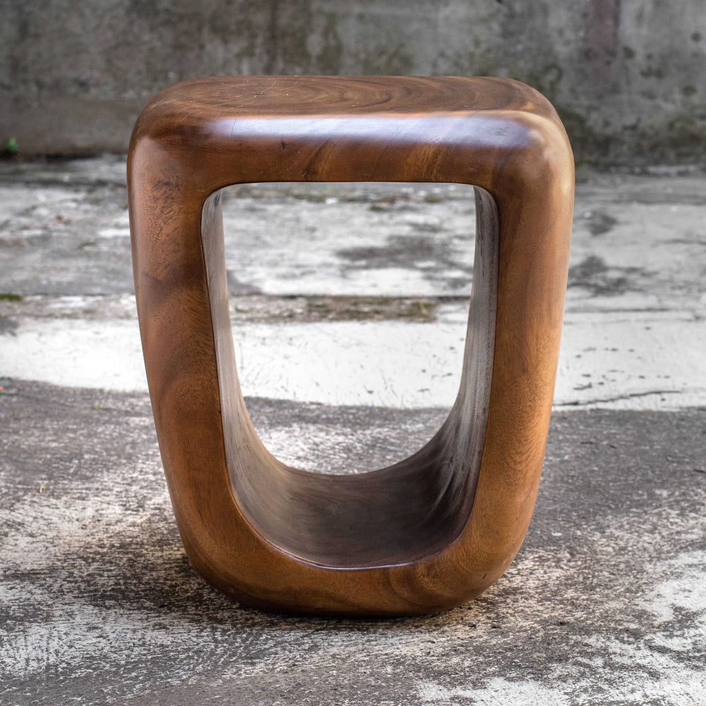 Loophole Wooden Accent Stool - Bombay Mercantile