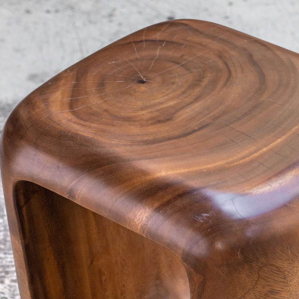 Loophole Wooden Accent Stool - Bombay Mercantile
