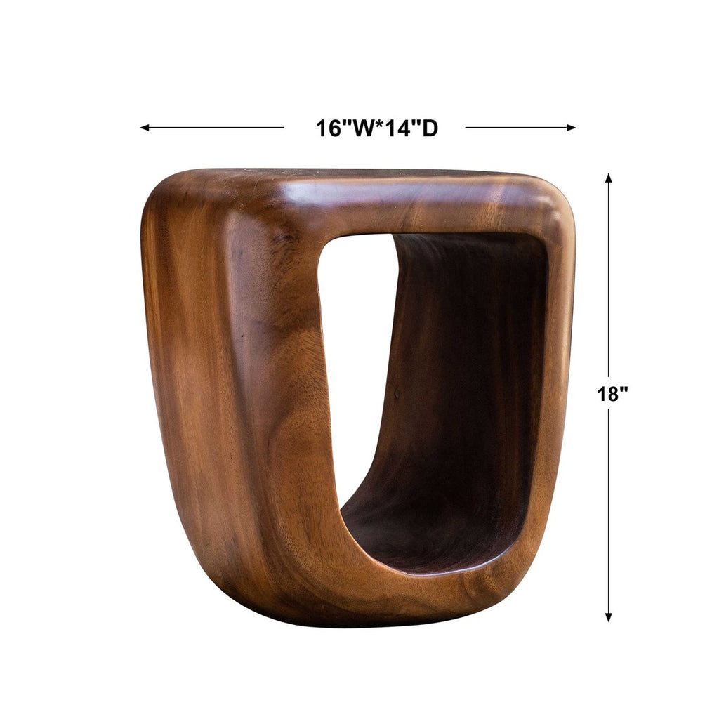 Loophole Wooden Accent Stool - Bombay Mercantile