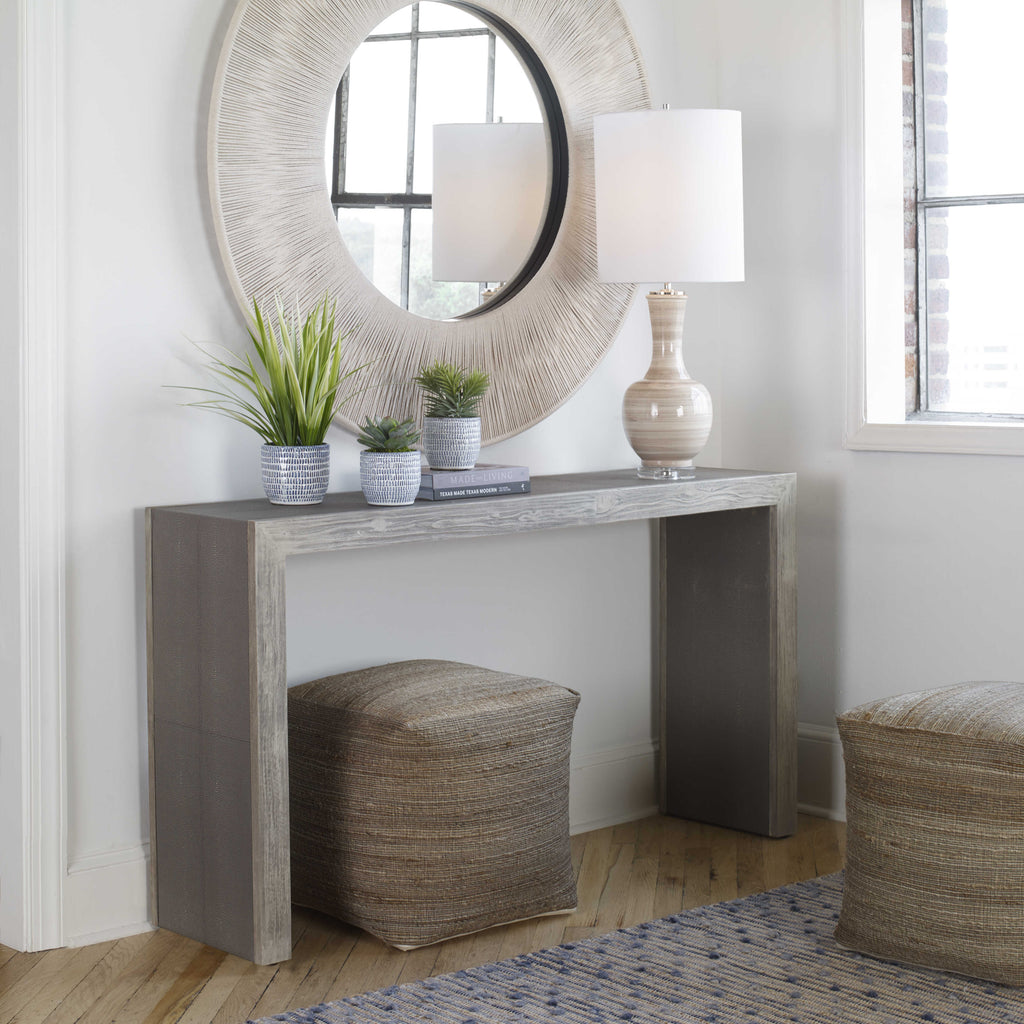 Aerina Aged Gray Console Table - Bombay Mercantile