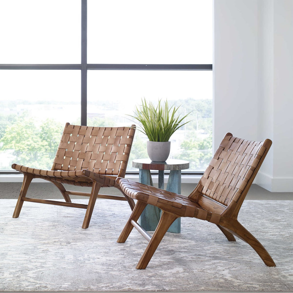 Plait Woven Leather Accent Chair - Bombay Mercantile