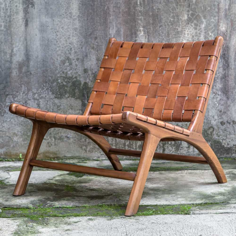 Plait Woven Leather Accent Chair - Bombay Mercantile
