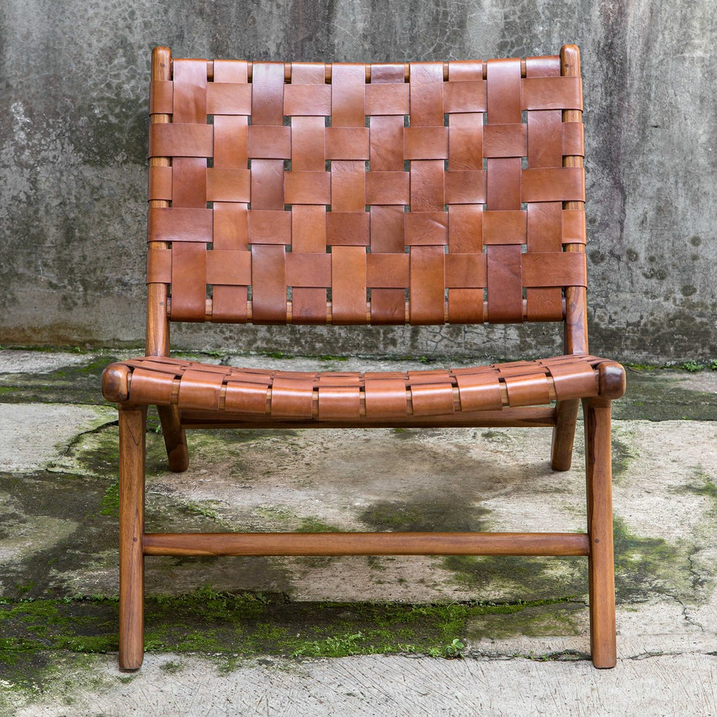 Plait Woven Leather Accent Chair - Bombay Mercantile
