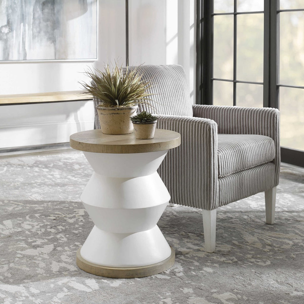 Spool Geometric Side Table - Bombay Mercantile