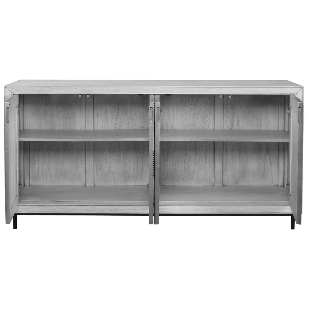Checkerboard 4 Door Gray Cabinet - Bombay Mercantile