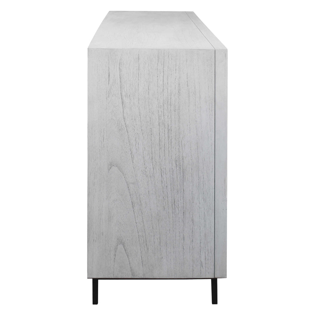 Checkerboard 4 Door Gray Cabinet - Bombay Mercantile