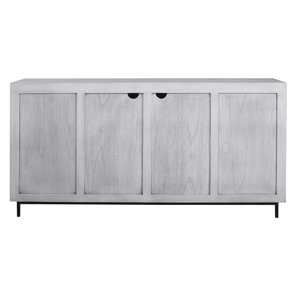 Checkerboard 4 Door Gray Cabinet - Bombay Mercantile