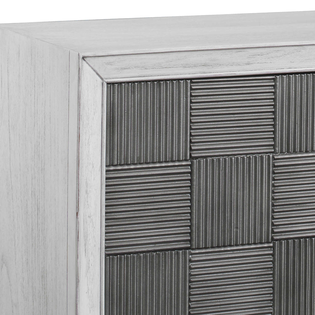 Checkerboard 4 Door Gray Cabinet - Bombay Mercantile