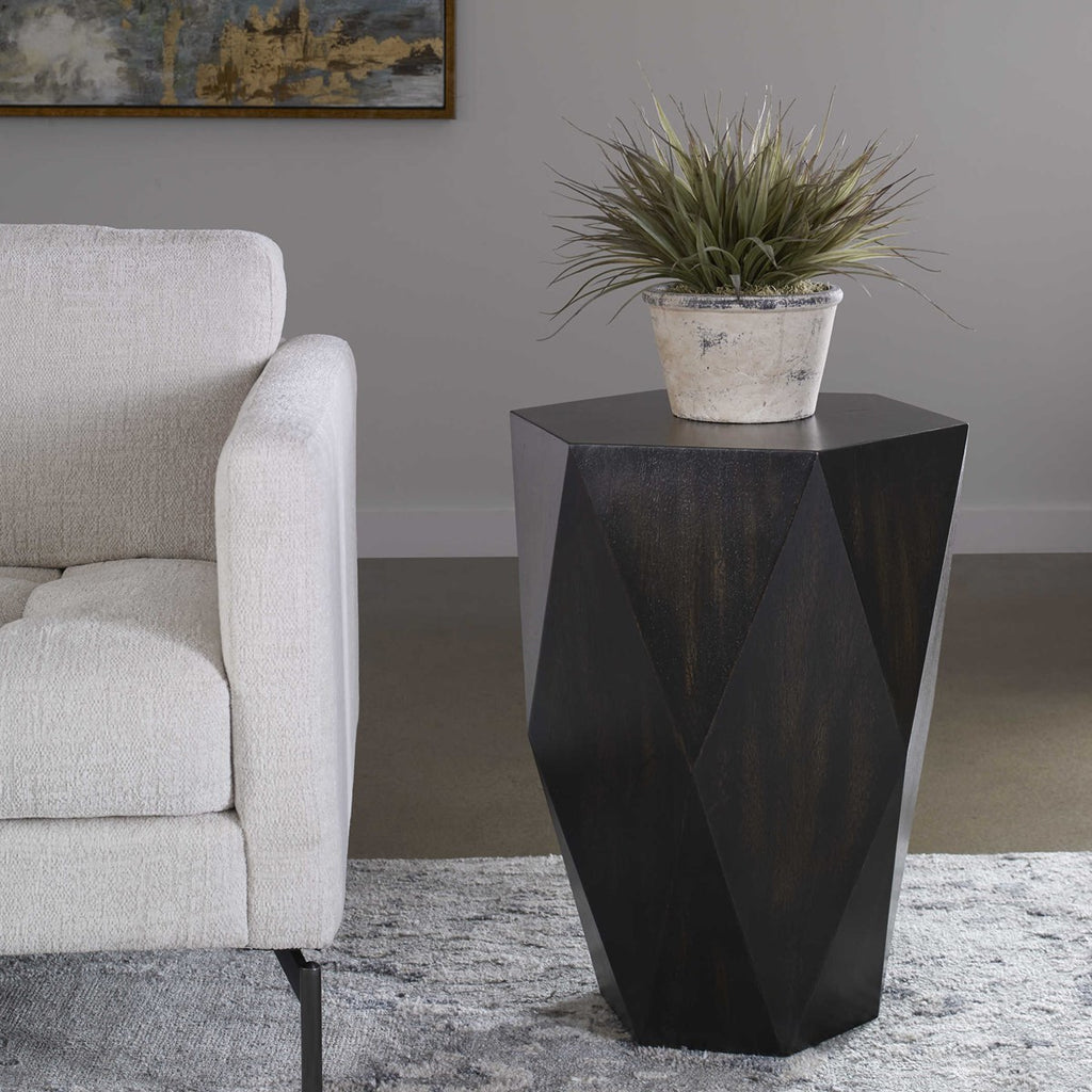 Volker Black Wooden Side Table - Bombay Mercantile
