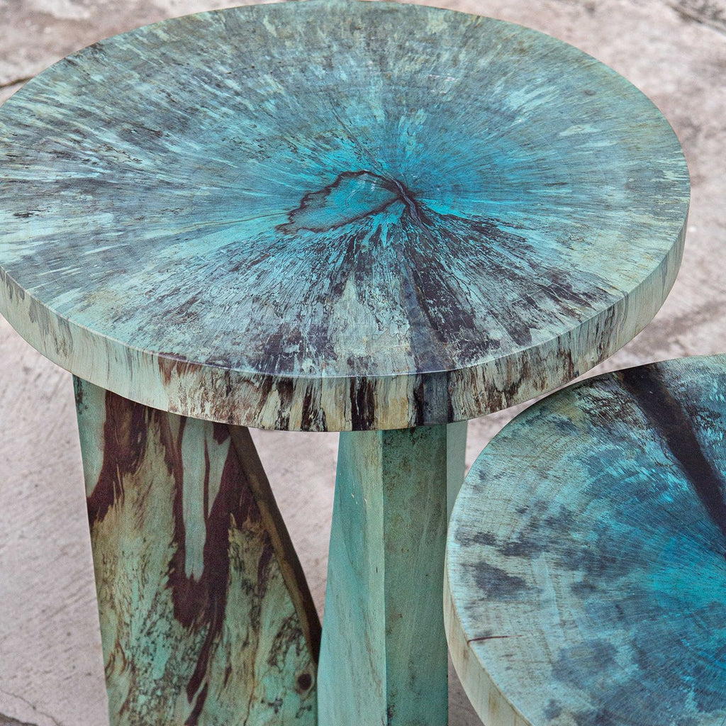 Nadette Blue Nesting Tables, Set of 2 - Bombay Mercantile