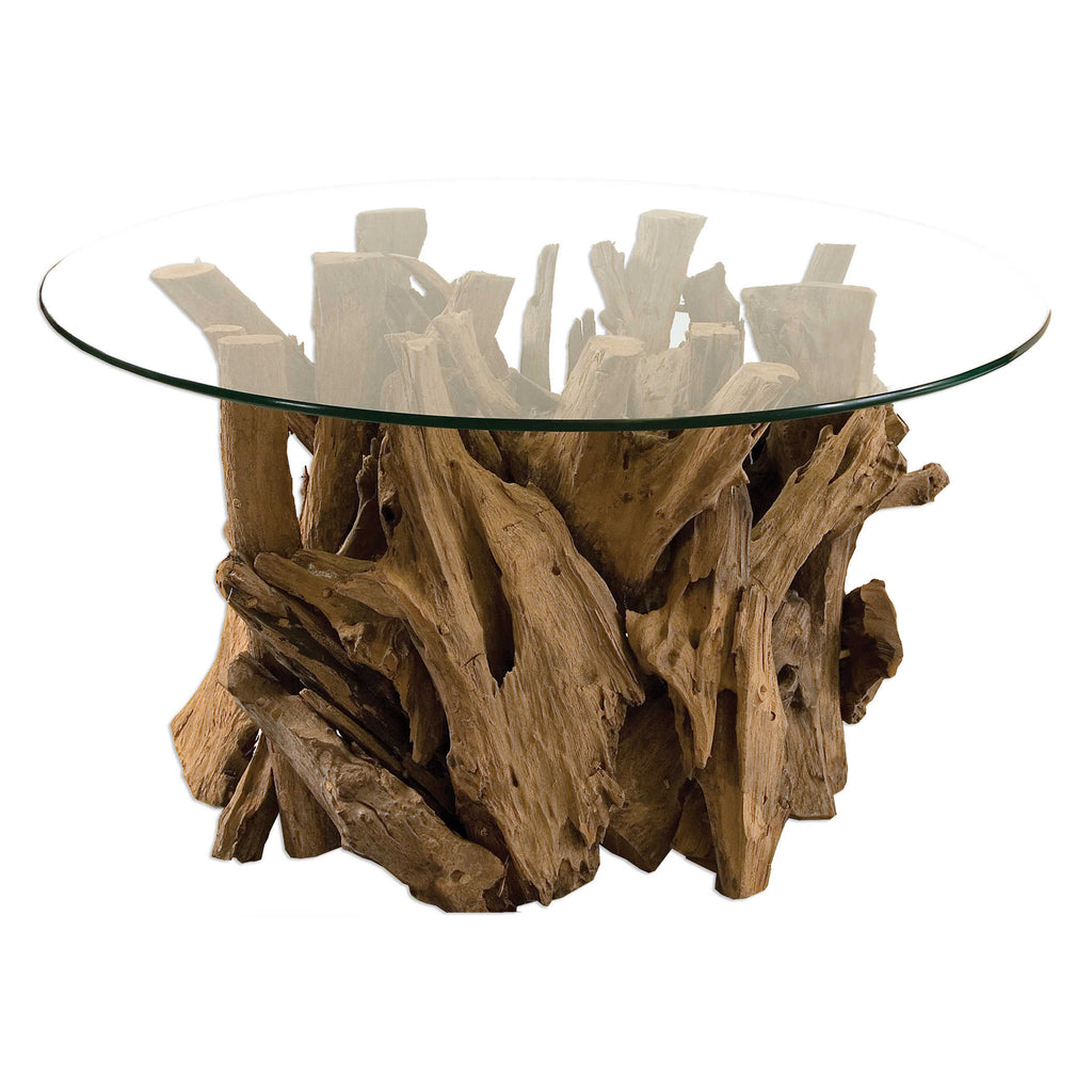 Driftwood Glass Top Cocktail Table - Bombay Mercantile