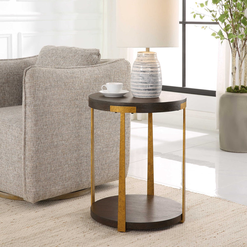Palisade Round Wood Side Table - Bombay Mercantile