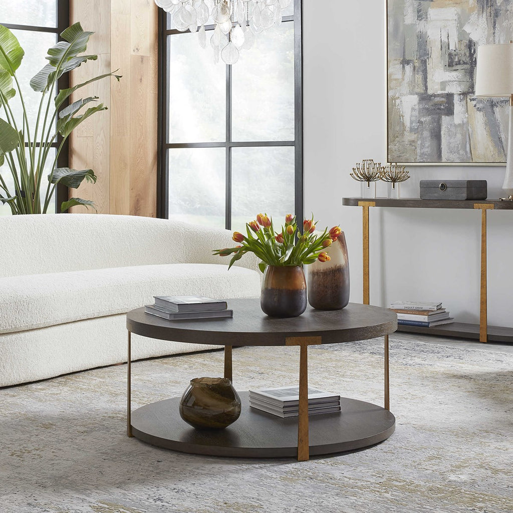 Palisade Round Wood Coffee Table - Bombay Mercantile